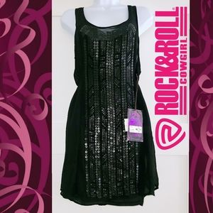 NWT Rock & Roll Cowgirl Leather Sequin Dre…
